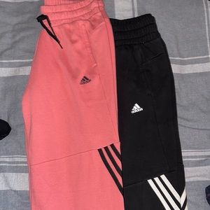 Two pairs Adidas mid rise joggers sweatpants